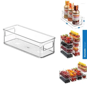 Chopsticks Refrigerator Organizer Bins Clear Stackable Plastic Storage Rack With Handles For Pantry Kitchen