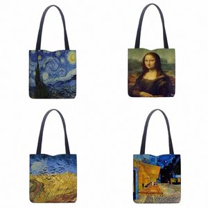 new Van Gogh Oil Painting Tote Bag Retro Art Fi Travel Bag Women Portable Eco Shop High Quality Foldable Handbag Ladies 25UQ#