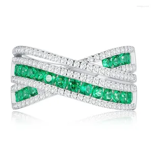 Cluster Rings SpringLady 925 Sterling Silver Emerald High Carbon Diamonds Gemstone Engagement Fine Jewelry Wedding Band Ring