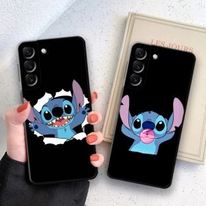 Black Style Stitch Phone Funda för Samsung S23 S21 S22 Obs 20 Ultra 10 Plus S10 S10E Soft Case