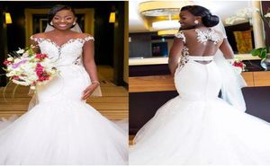 2021 New Africa Mermaid Gowns Off the Shoulder Apply Sweeping Train Rentals Modest Plus Size Wedding Dress O0AE3192851