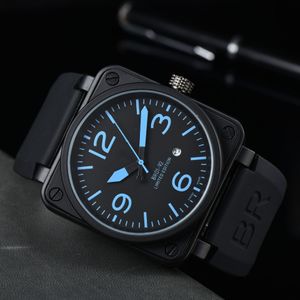 2024 square watch quartz mens watches luxury watch six needle multi-function chronograph with calendar automatic watches silicone strap designer watch for men 43mm