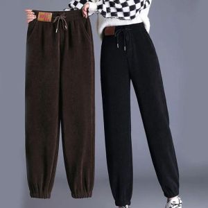 Plusgröße gebürstete Hosen Frauen Harem warme Hosen Herbst Winter winterplüschpolster Dickeln Lamm Fleece Casual Jogger Hosen Hosen