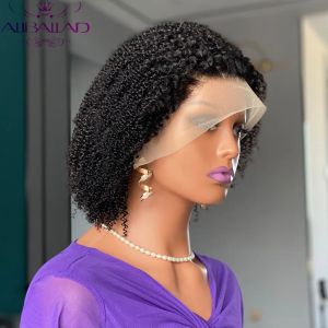 Peruki krótkie perwersyjne kręcone bob peruka koronkowe przednie peruki ludzkie włosy Brazylijskie afro kręcone 13x4 Human Hair koronkowe peruki czołowe 180% gęstość Remy