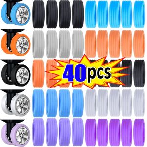 4/40pcs Luggage Wheels Protector Silicone Suitcase Roller Protective Sleeve Reduce Noise Cover Parts Kits Travel Accessories