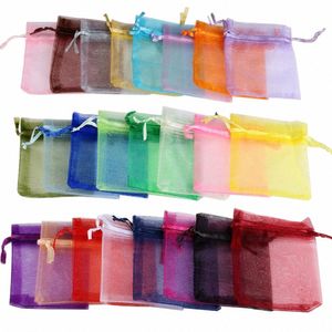 50st/parti 7x9cm dragstring Organza påse för smycken godis som går presentförpackning G0QU#