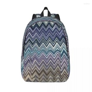 Borse portaoggetti Home Zaini in tela bohémien per donna Uomo Impermeabile Scuola College Zigzag Boho Borsa pastello Stampa Bookbags