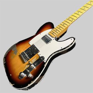 Custom Shop Masterbuilt Chitarra Andy Summers Heavy Relic Chitarre elettriche Sunburst a 3 toni Hardware invecchiato, intarsio a punti neri, accordatori vintage