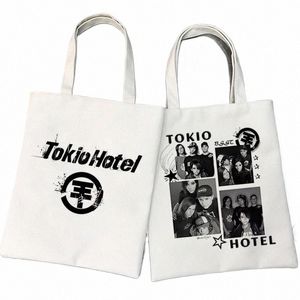 tokio Hotel Group Music Women Print Shopper Casual Shop Handbags Female Shoulder Fi 90s Style Canvas Tote Bag B4Ak#