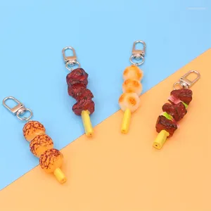 Keychains Barbecue Keychain Grill Creative Fashion Simulation Food Mini Meat Spett Model Toy Car Phone Bag Pendant Ornament Gift