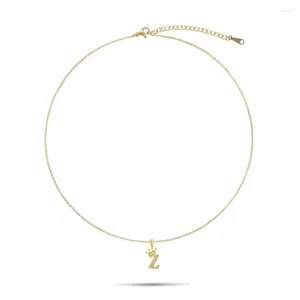 Ketten vergoldet Gute Qualität A-Z Brief Perlen Messing Kette Halskette Frauen Alphabet Krone Einfache Kupfer CZ Schmuck Geschenk