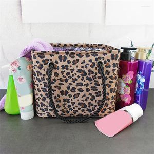 Sacos de lavanderia portátil leopardo saco de lavagem chuveiro cesta de fitness à prova d'água grande capacidade moda banho engrossado organizador cosmético