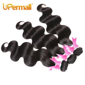 Upermall morbido onda del corpo peli umani 1/3/4 bundle Offerte in vendita 8-30 pollici 100% Brasile Remy Capelli intrecciati per le donne Colore naturale