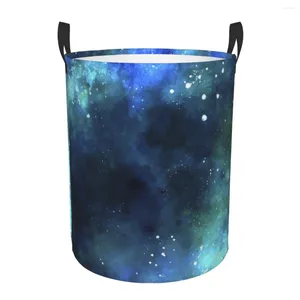 Laundry Bags Waterproof Storage Bag Watercolor Galaxy Background Household Dirty Basket Folding Bucket Clothes Toys Organizer