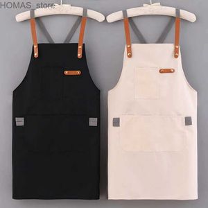 Фартуки 1pcs Canvas Arpron Mens Catering Kitchen Coffee Work Frower Shop Korean Style Work Style Одежда для женской пояс y240401