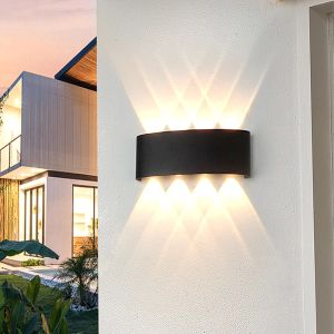 LED Indoor And Outdoor Wall Lamp 2-12W Waterproof Aluminum Porch Courtyard Corridor Living Room Staircase Solar Lighting Fixture
