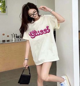 designer men's Solid Summer T shirt for Women Clothing Letter Print O-Neck Short-Sleeve T-shirt Femme Loose Casual Crop Top 100% Cotton Tee