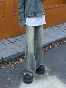 Dżinsy damskie 2024 Spring Autumn Kobiety w stylu Vintage spryskane modne spustę micro -fit spodni unisex y2k high talia dżinsowe spodnie