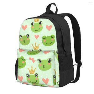 Sacos de armazenamento Mochila Sapo Verde Casual Impresso Livro Escolar Ombro Viagem Laptop Bag para Mulheres Mens