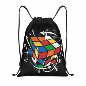 custom Rubix Rubiks Cube Math Formula Drawstring Bags for Training Yoga Backpacks Men Women Geek Magic Gift Sports Gym Sackpack c3U3#