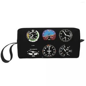 Sacos de armazenamento seis dials simulador de vôo piloto viagem saco cosmético avião aeronaves maquiagem organizador de higiene pessoal senhora beleza dopp kit