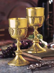 Candle Holders YORK Lower City Ancient European American Grape Wine Small Golden Cup Cups A Pair Of Polished Copper Glasses