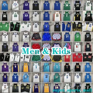 Maglie da basket per bambini per bambini James 3 Allen 1 Derrick James Curry Iverson Rose Pippen Rodman 1 Victor Wembanyama 12 Ja Morant Lillard Pierce Durant Kemp Bird Lillard