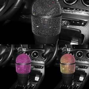 Upgrade Luxury Diamond Car Trash Can Mini Auto Garbage Can Bling Rubbish Bins Holder Car Accessories For Auto Press-Top Waste Storage