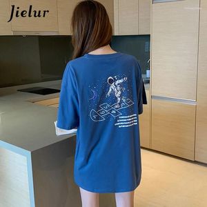 T-shirt da donna T-shirt stile coreano Donna Nero Blu M-XXL O-Collo Manica corta Tee Fidanzati femminili T-shirt con stampa casual Estate