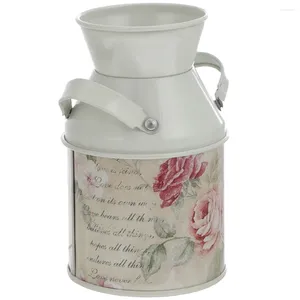 Vase Container Vase Office French Decor Metal Milk Can Iron Flower Bucket Decoration