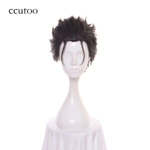 Wigs Ccutoo 12inch Men's Black Gray Mix Hair Re：Zero Kara Hajimeru Isekai Seikatsu Subaru Natsuki Short Synthetic Cosplay Wig