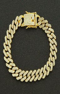 12mm 789 polegadas Hip Hop Gold Silver Rosegold Icepou Miami Cuban Link Chain Bracelets2083020