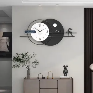 Настенные часы скандинавские модные часы Большой размер тревога деревянная металлическая искусство эстетическое ксеноморф минималистский релис