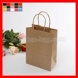 Sacolas de compras (100pcs/lote) Papel Kraft por atacado com alças