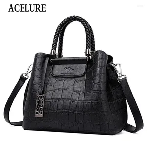 Bolsa Acelure Metal Pingente de cor sólida Aligador PU Couro Mulheres compras bolsas de bolsa feminino Bolsas de crossbody feminino Senhoras