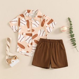 Zestawy odzieży CitgeeSummer Kids Toddler Boys Outfits Baseball Prints Buttons Kobiety z krótkim rękawem