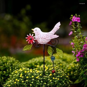 Decorative Figurines AFBC 1Pc Metal Bird Garden Stake Wind Chime With Bell Outdoor Decor Christmas Decorations