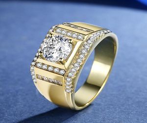 Original äkta högkvalitativ 925 Silveryellow Gold Filling Wedding Engagement Jewelry Man039S ring hela MJ6360421