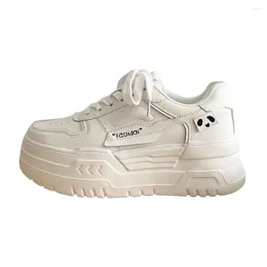 Casual Shoes 2024 Spring Breathable Women With Inner Height Of 6cm Thick Sole And Leather White Sports 24-177