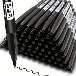 Markers 6 pieces/set of permanent art marker pens fine waterproof ink thin Nib Crude Nib black blue red ink 1.5mm fine color marker pensL2405