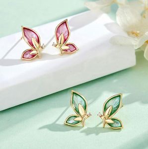 S925 Silver Needle Color Butterfly Earrings Korean Super Sen Department Simple Student Mandarin Duck6266673
