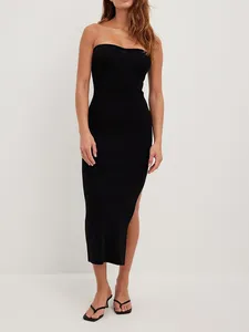 Abiti casual Donne Donne BodyCon Abito Midi Abito Solido COLLE SOLRESTRA CHE NETTO NETTO SIGHTRE SIMPARE STAMPA PRIMA ELEGENTE PERSPEGNI