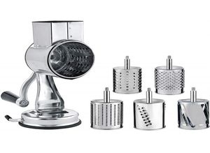 Paslanmaz Çelik Peynir Grater Rotary Kıyıcı Sebze Salata Salata Dilimleyici Çok Kullanımlı El Grater Öğütücü 5 Bıçak T20011116881990