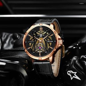 Wristwatches Men's Hollow Tourbillon Automatic Mechanical Watch Leather Leisure Waterproof Sports