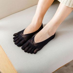 Kvinnors strumpor sommar fem-finger ultratin rolig tå osynlig sokken med silikon anti-glid andningsbar anti-friktion dropship