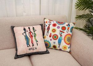 Caso de travesseiro Decoração de personagens africanos Passagem de sofá sem cor de 45cm (sem coro)