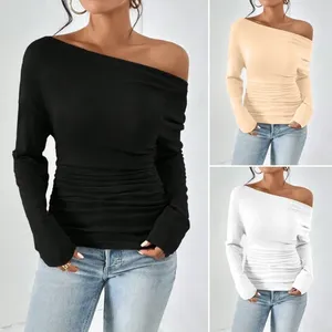 Women's Polos 2024 Summer Oversized Sexy Elegant Fashion Casual Clothing Irregular Solid Off The Shoulder Inclined Collar Y2K Tops