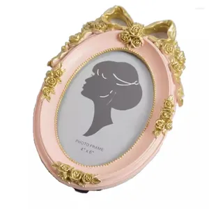 Frames Retro Vintage Gold Carved Resin Po Frame 6-Inch Bowknot Home Decoration Picture