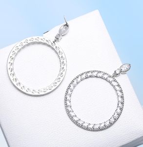 Fashion Hollow Drop Hoop Earring 5A Zircon CZ Diamond 925 Sterling Silver Engagement Wedding Dingle örhängen för kvinnor Brud Jewe3270741