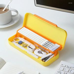 Multifunctional Double Layer Pencil Case Large Capacity Office School Student Pen Stationery Storage Box Organizer
